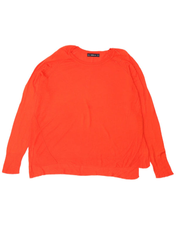 Maglione maglione oversize con scollo a barca da donna Zara UK 14 Viscosa arancione medio