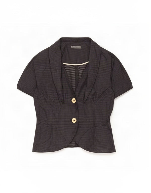 Poi By Krizia Womens Short Sleeve Cardigan Top IT 44 Medium Black Spotted