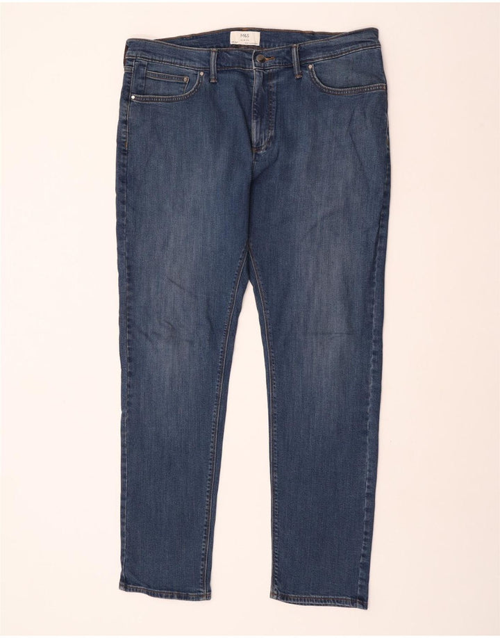 Jeans slim da uomo Marks & Spencer W38 L33 cotone blu