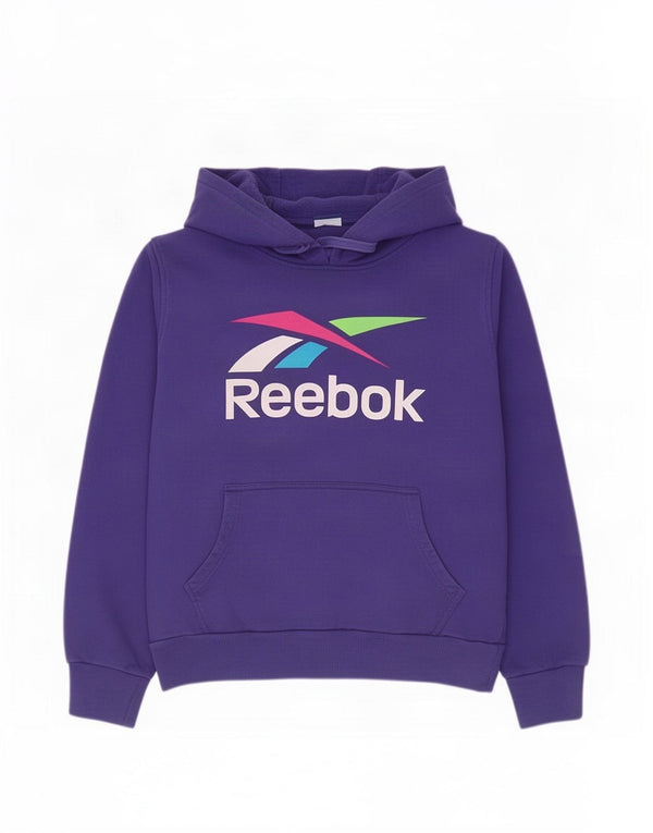 Reebok Womens Graphic Hoodie Jumper UK 14 Large Purple Cotton