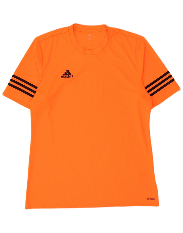 T-shirt Adidas Climalite da uomo, grande, in poliestere a righe arancioni