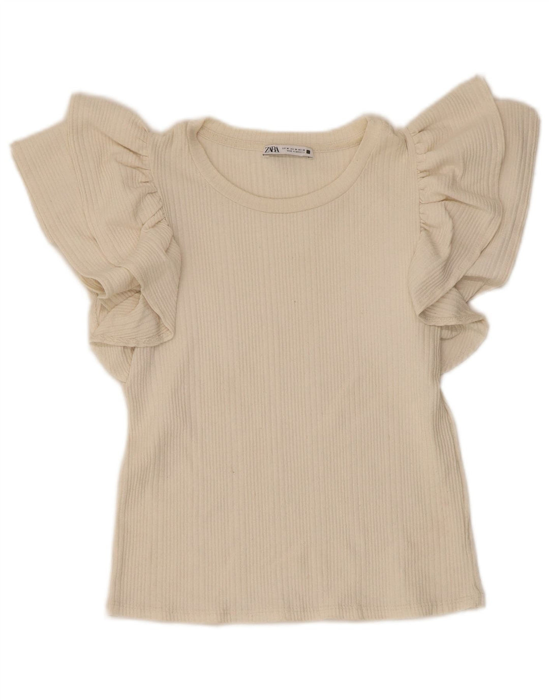 Top corto in camicetta corta da donna Zara UK 12 beige medio