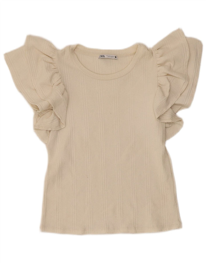 Top corto in camicetta corta da donna Zara UK 12 beige medio