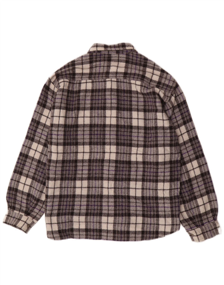 MAZZONETTO Camicia Uomo in Flanella a Quadri Piccoli Grigi in Lana