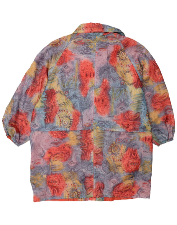 Cappotto vintage da donna con motivo astratto, giacca a vento IT 40 piccolo multicolore