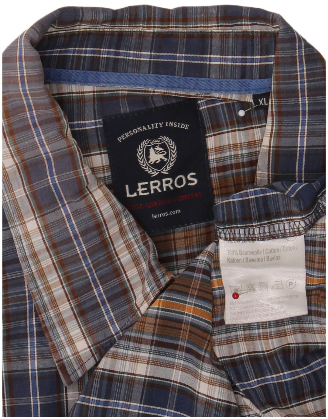 Camicia da uomo in flanella Lerros XL in cotone a quadri multicolore