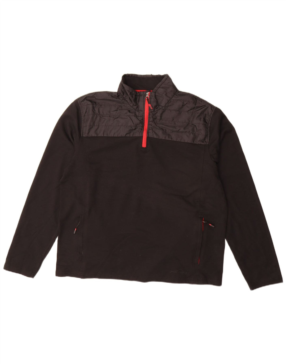 Felpa da uomo con collo con zip Eddie Bauer, maglione XL, poliestere nero
