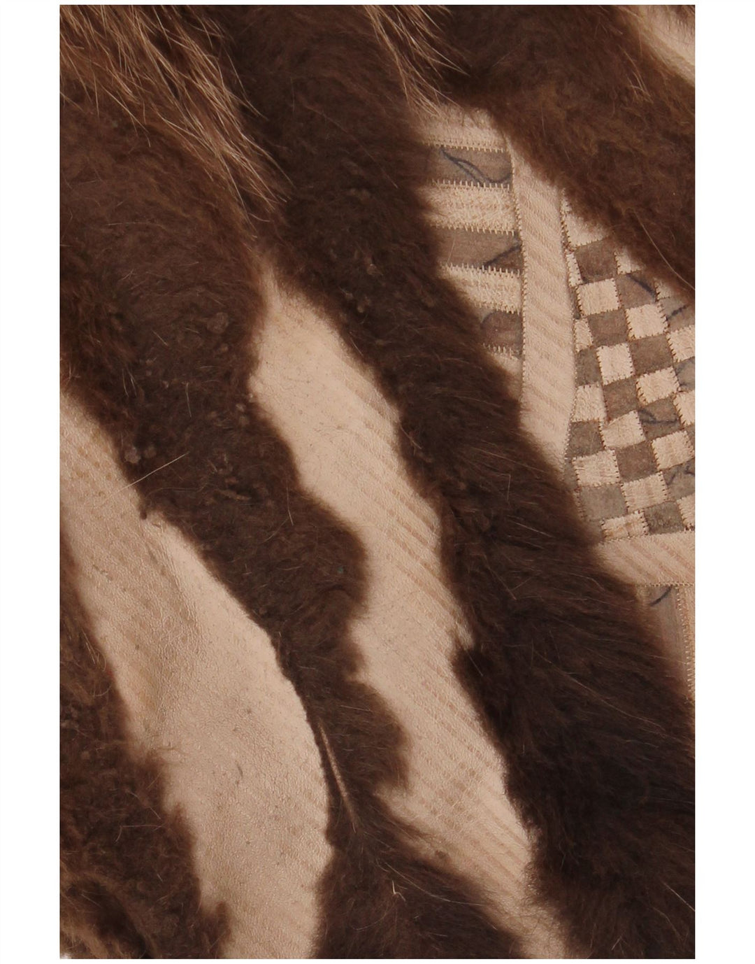 Soprabito reversibile da donna in pelliccia sintetica VINTAGE UK 18 XL marrone floreale