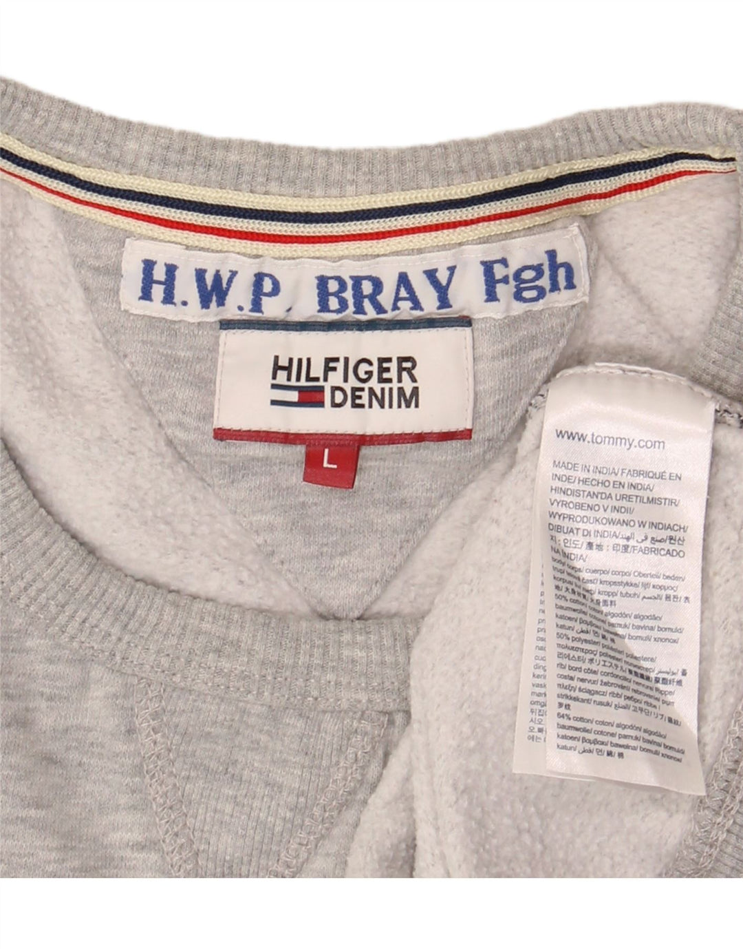 Tommy Hilfiger Felpa grafica da uomo Maglione grande cotone grigio
