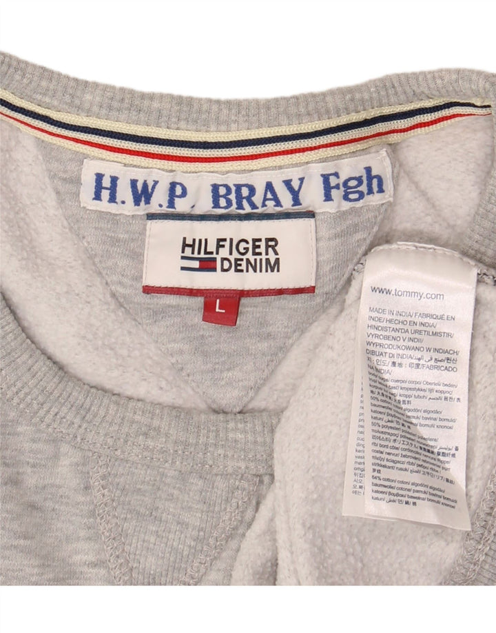 Tommy Hilfiger Felpa grafica da uomo Maglione grande cotone grigio