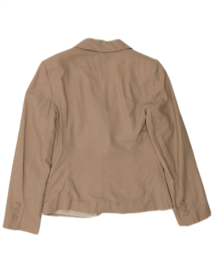 Giacca blazer a 3 bottoni Marks & Spencer da donna UK 8 piccola poliestere beige