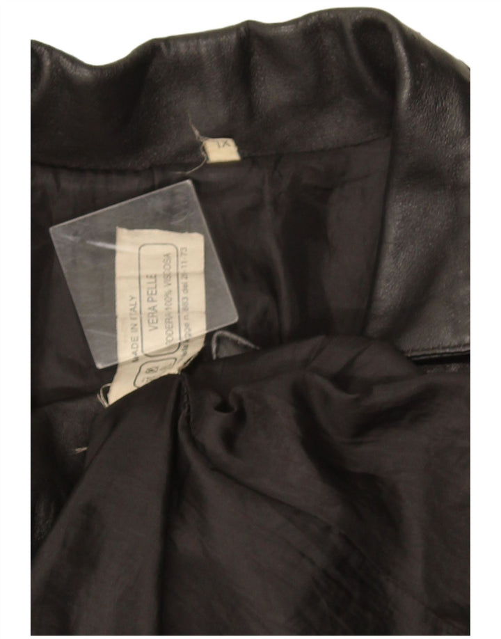 Cappotto in pelle vintage da donna UK 18 XL in pelle nera