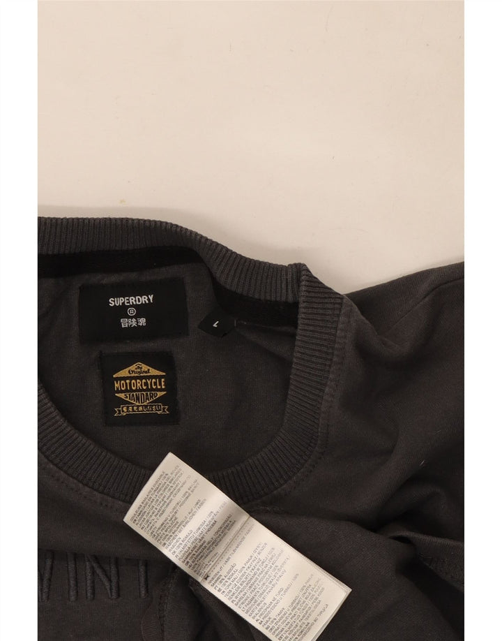 T-shirt grafica standard da uomo Superdry Top grande in cotone grigio