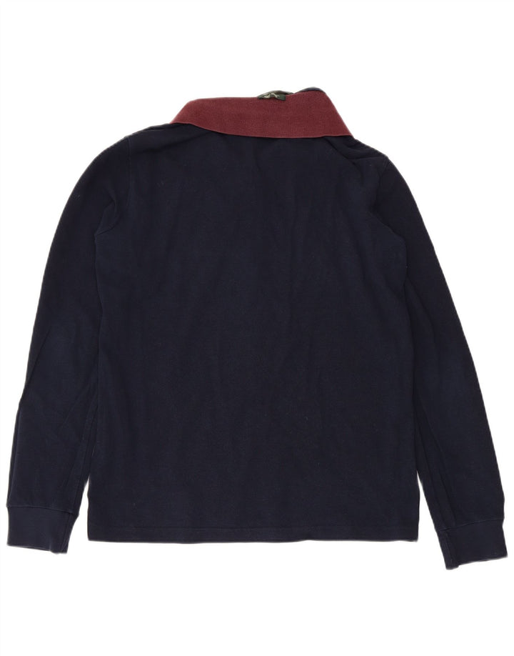 Polo da uomo a maniche lunghe slim fit Fred Perry in cotone blu navy medio