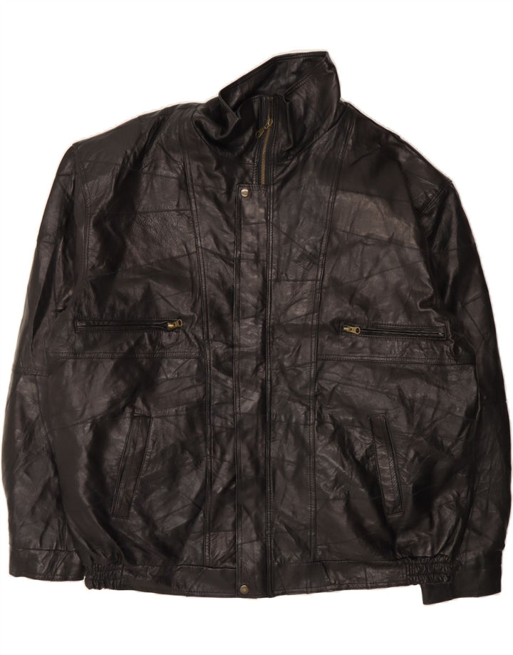 VINTAGE Mens Leather Jacket UK 44 2XL Black Vintage Vintage and Second-Hand Vintage from Messina Hembry 