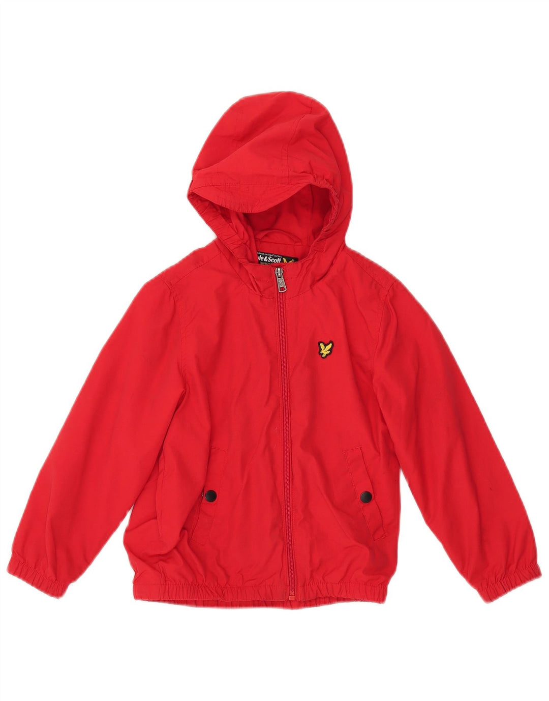 Giacca a vento con cappuccio Lyle & Scott per ragazzi 5-6 anni in cotone rosso