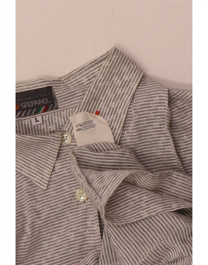 Camicia da donna Stefanel UK 16 Acetato gessato grigio grande