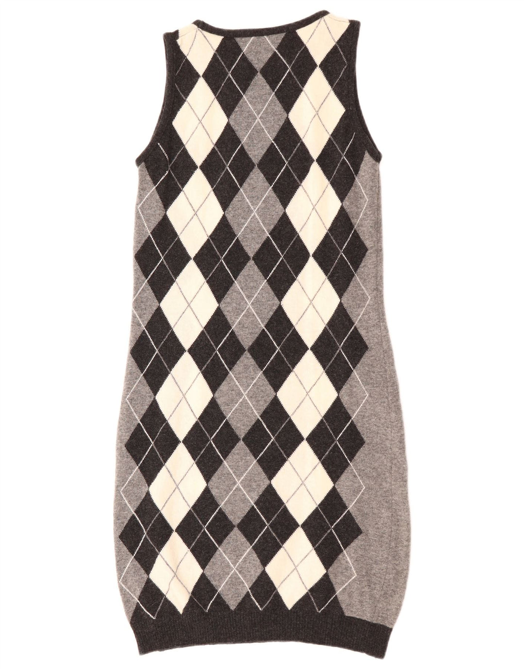 Abito maglione senza maniche da donna BENETTON UK 12 Grigio medio Argyle/Diamante