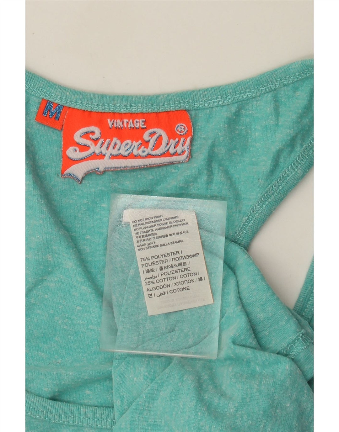 Canottiera grafica da donna Superdry UK 12 poliestere turchese medio