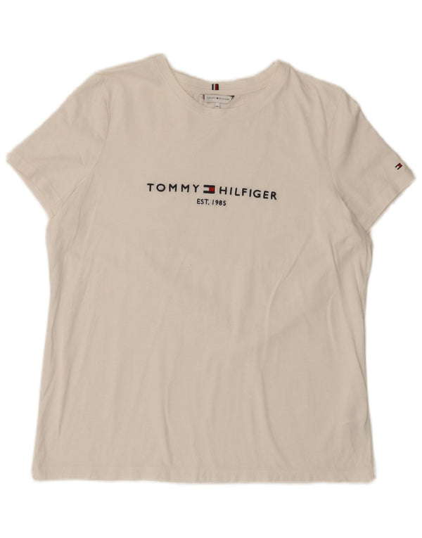 T-shirt grafica da donna Tommy Hilfiger Top UK 20 2XL cotone bianco