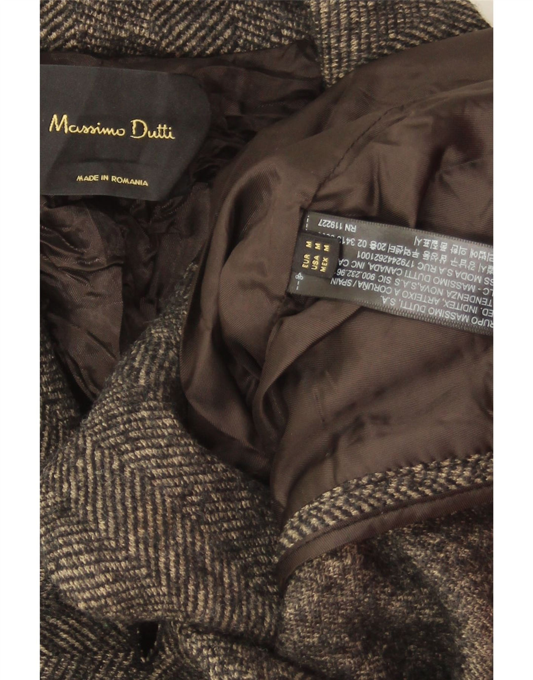 Giacca blazer da donna a 1 bottone Massimo Dutti UK 14 Grigio medio a spina di pesce