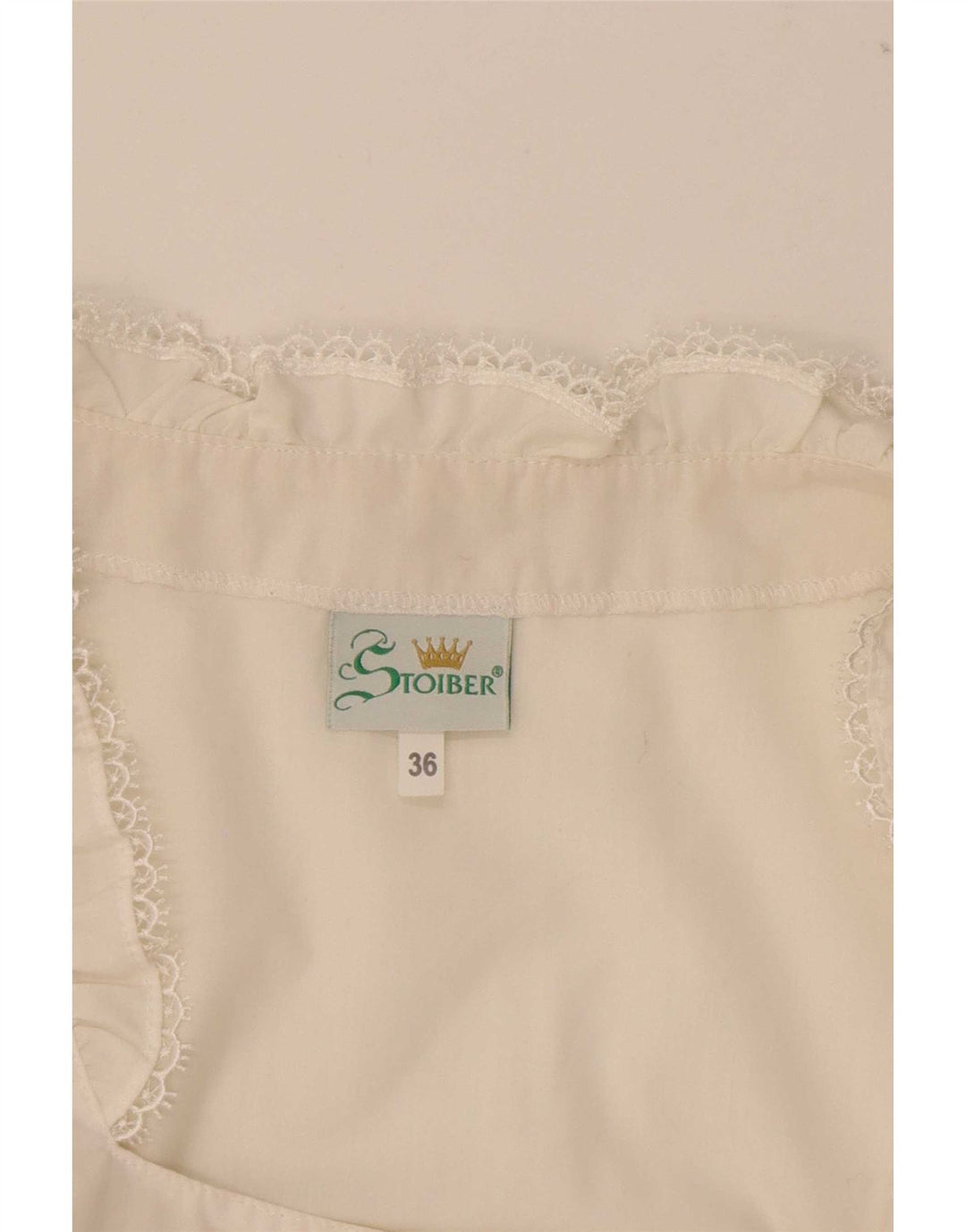 Top corto da donna Trachten STOIBER EU 36 piccolo poliestere bianco