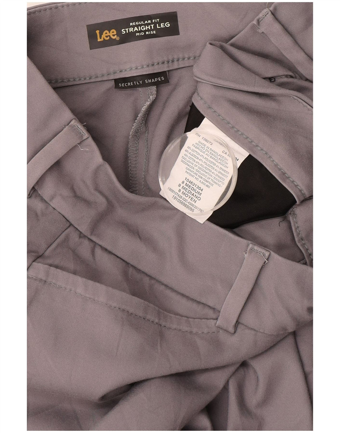 Pantaloni casual LEE da donna a vita media con vestibilità regolare US 8 Medium W30 L30 Grigio