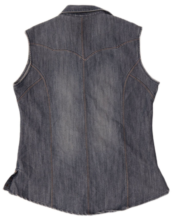 Camicia di jeans senza maniche da donna Wrangler UK 16 grande blu