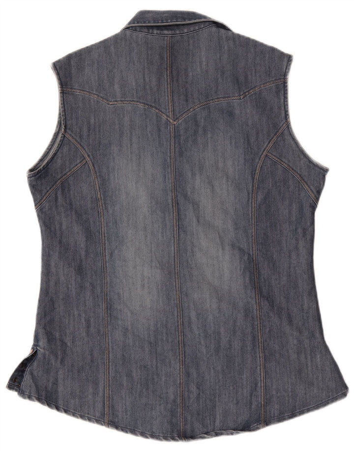 Camicia di jeans senza maniche da donna Wrangler UK 16 grande blu