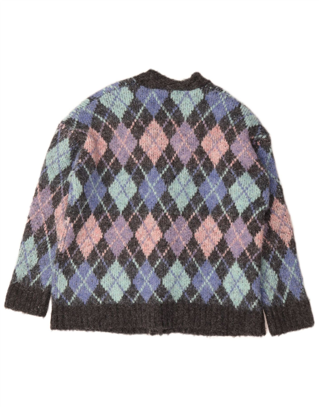 Maglione cardigan da donna Zara UK 10 piccolo multicolore a rombi/diamante