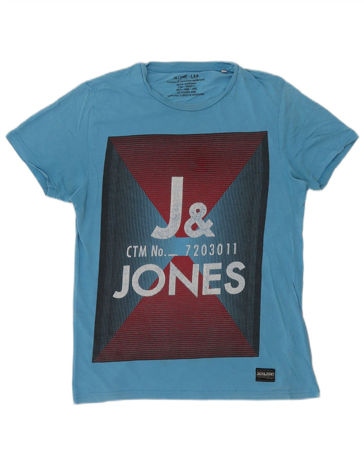 T-shirt grafica da uomo Jack & Jones Top in cotone blu medio