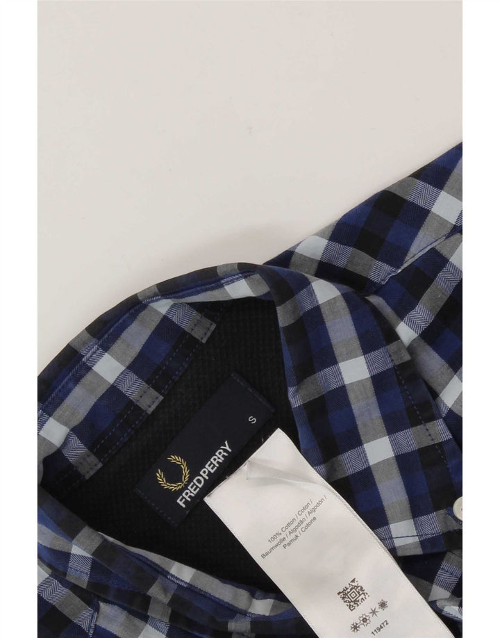 Camicia da uomo Fred Perry piccola in cotone a quadri blu navy