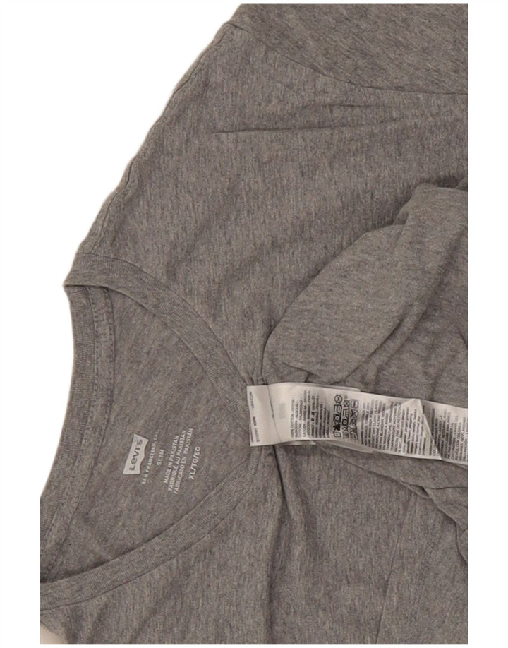 T-shirt slim da uomo Levi's Top XL in cotone chiazzato grigio