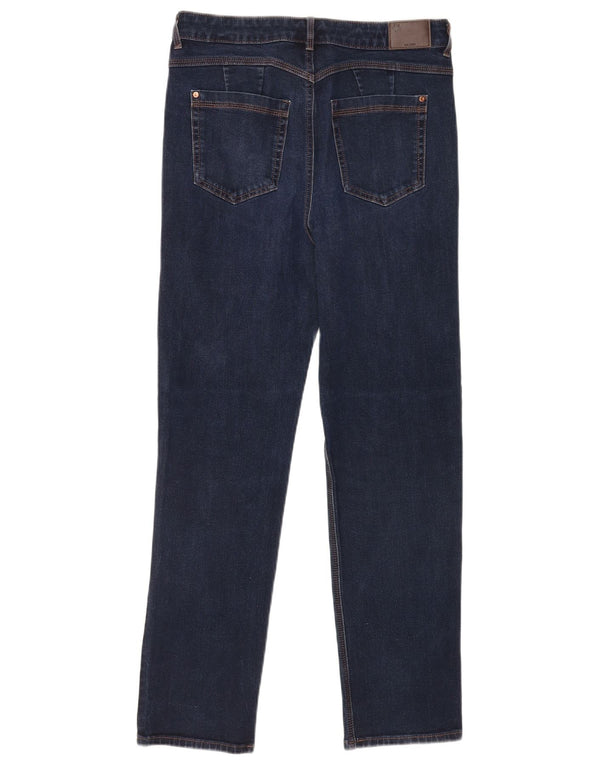 Marks & Spencer Womens Straight Jeans UK 14 Large W32 L29 Navy Blue Cotton