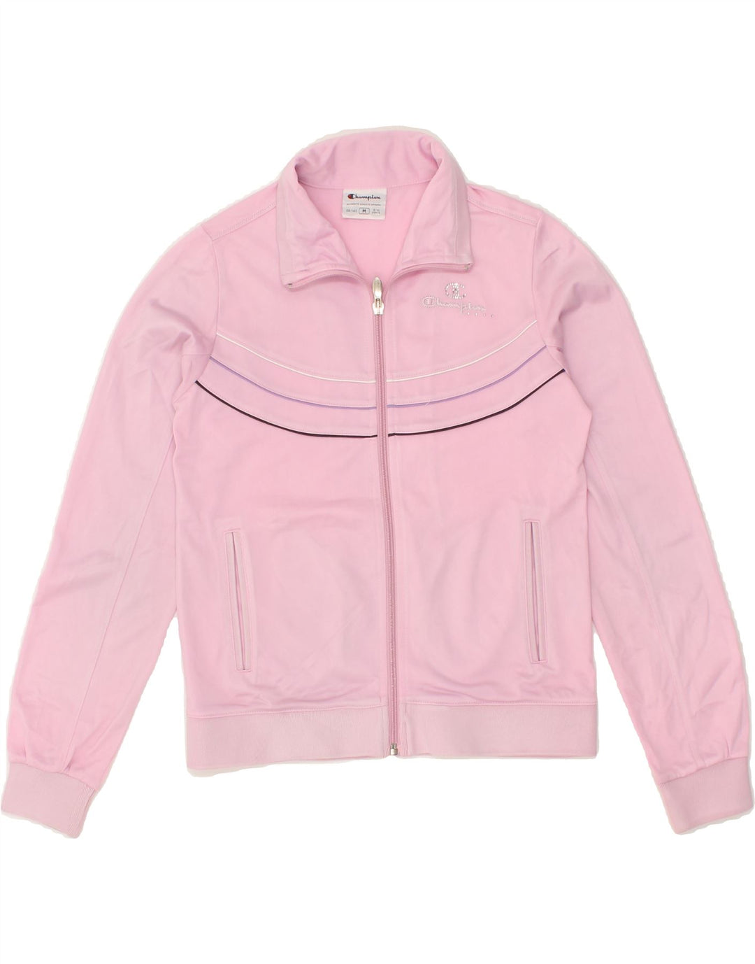 CHAMPION Girls Tracksuit Top Jacket 9-10 Years Medium Pink Polyester Vintage Champion and Second-Hand Champion from Messina Hembry 