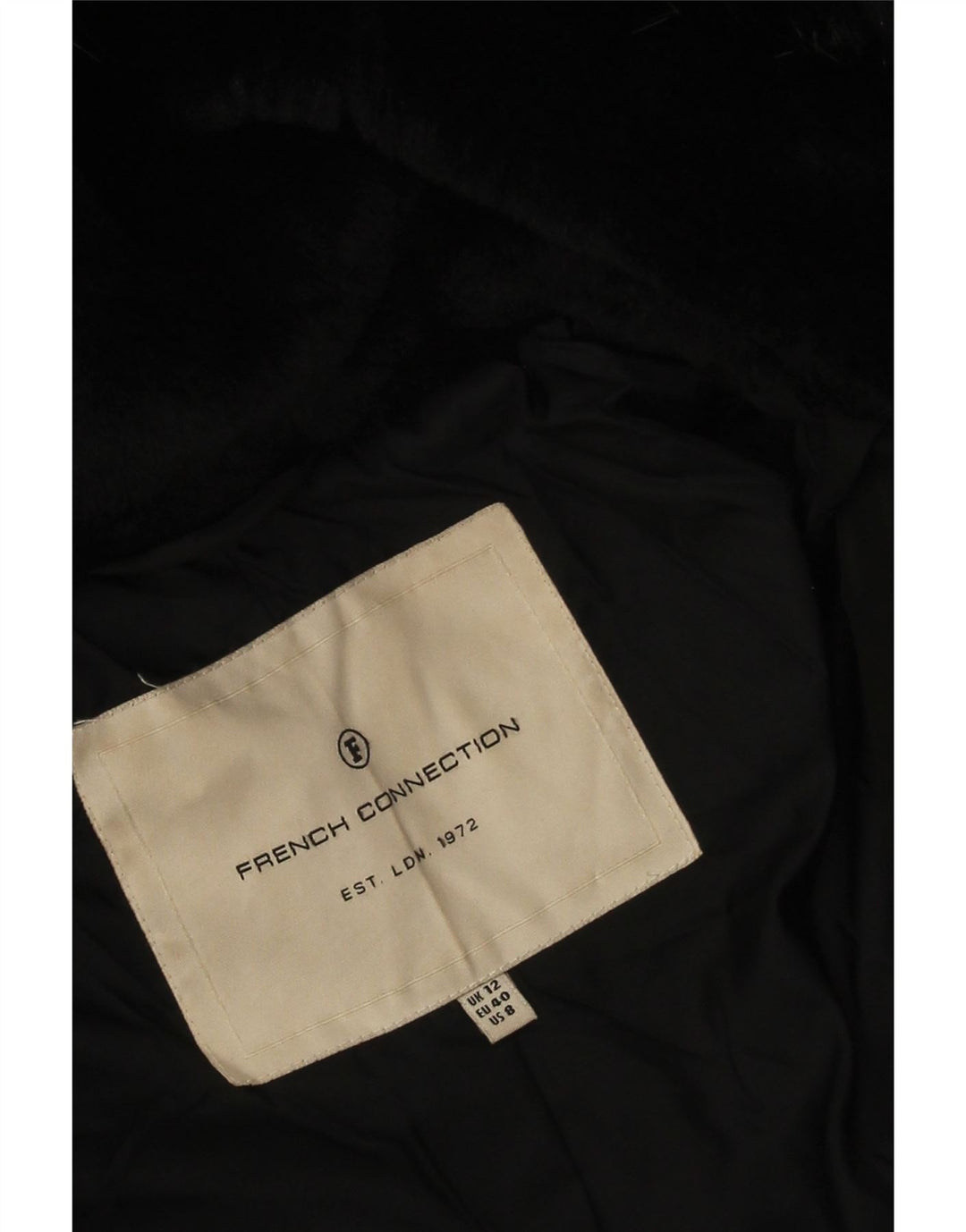 Cappotto imbottito con cappuccio da donna French Connection UK 12 medio poliestere nero