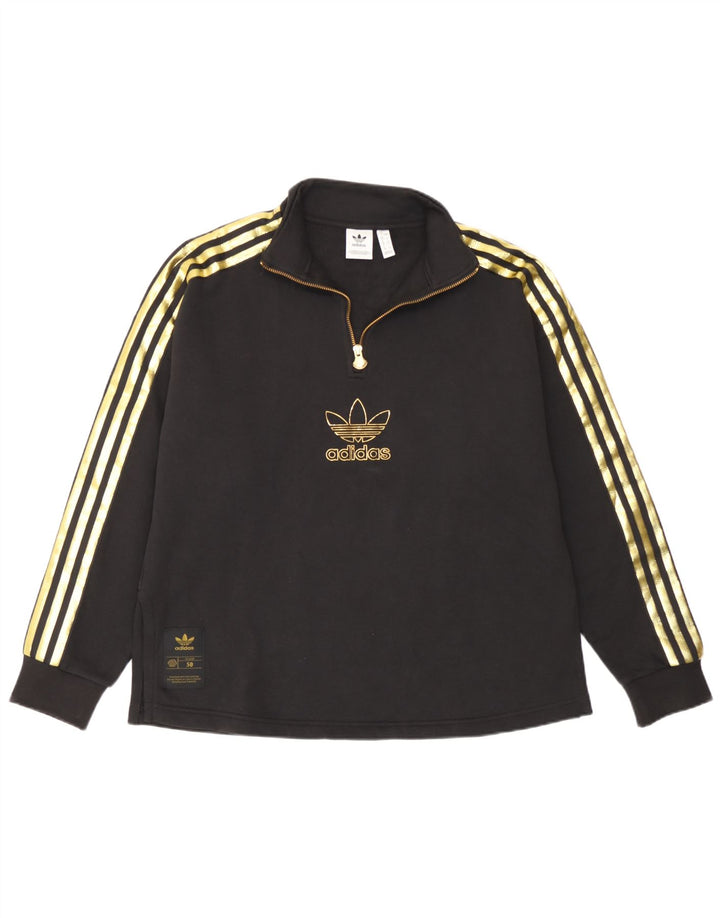 Felpa grafica oversize da donna Adidas Jumper UK 12 Medium Nero