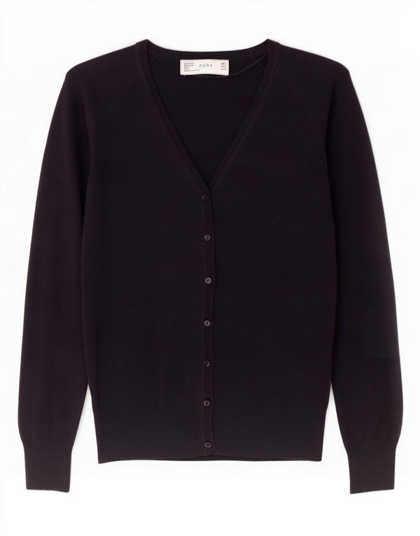 Maglione cardigan da donna Zara UK 10 piccolo cotone blu navy