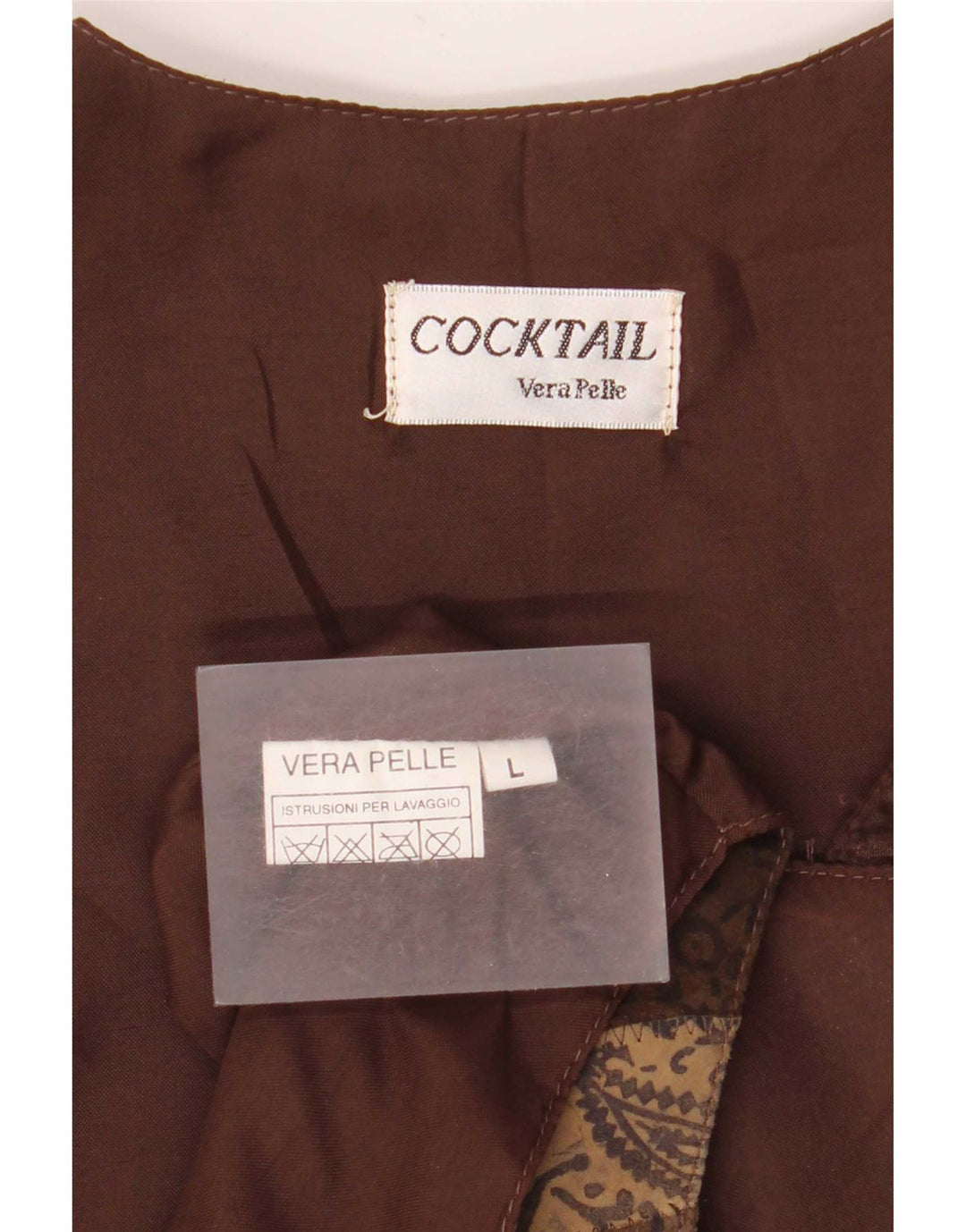 Gilet da uomo vintage in pelle Paisley marrone grande