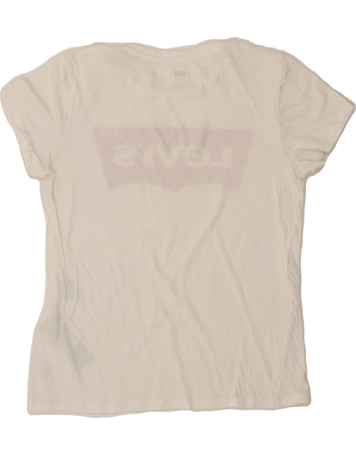 LEVI'S Womens Graphic T-Shirt Top UK 10 Small White Cotton Vintage Levi's and Second-Hand Levi's from Messina Hembry 