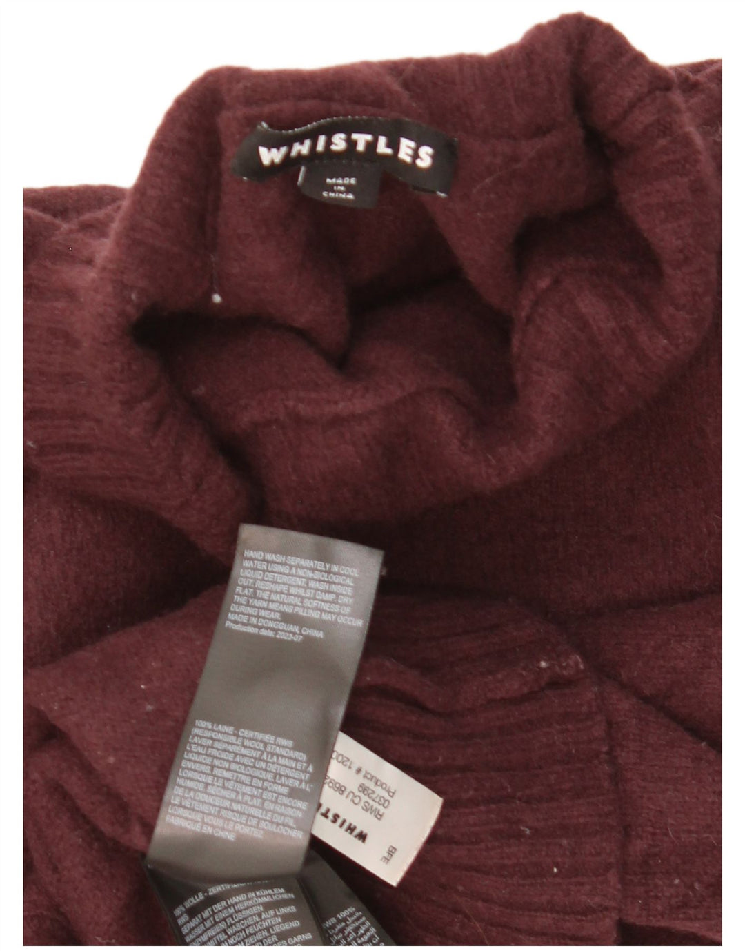 Maglione da donna con collo alto e collo alto Whistles UK 14 Lana marrone medio medio