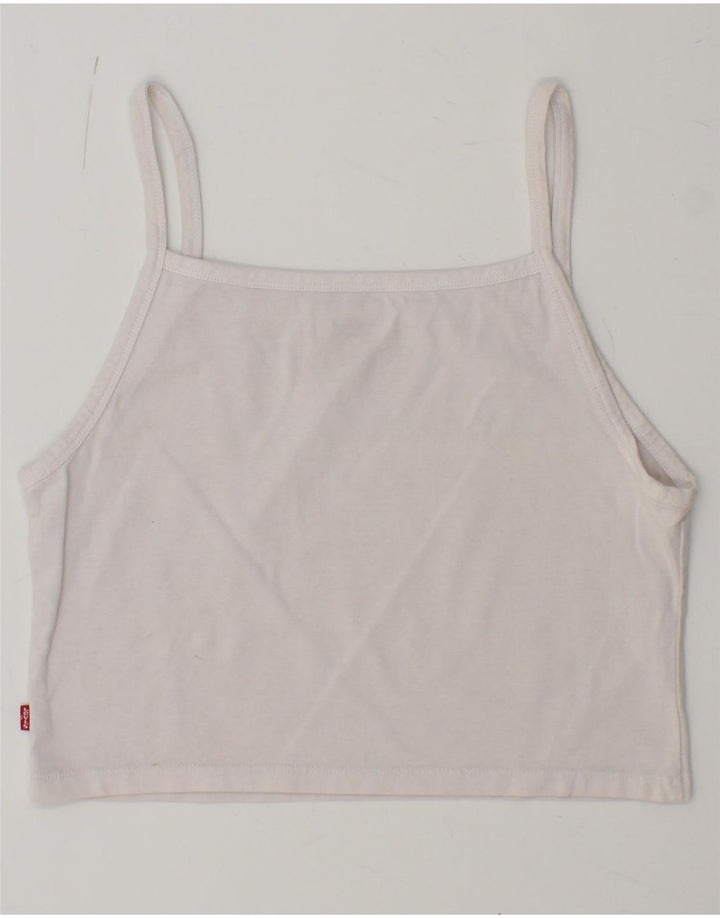 LEVI'S Womens Crop Cami Top UK 10 Small White Vintage Levi's and Second-Hand Levi's from Messina Hembry 