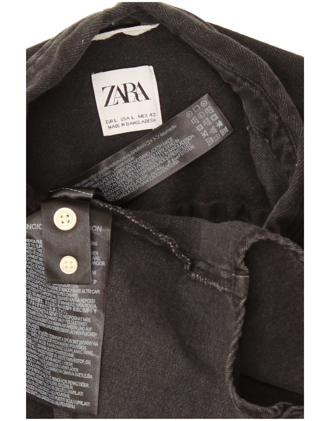 Camicia di jeans da uomo Zara grande in cotone grigio