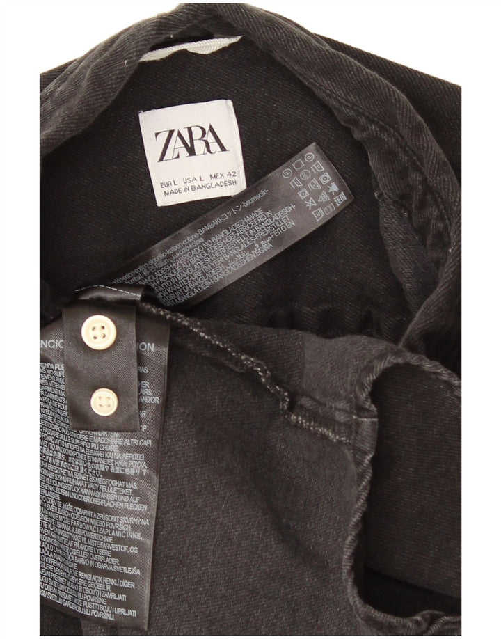 Camicia di jeans da uomo Zara grande in cotone grigio