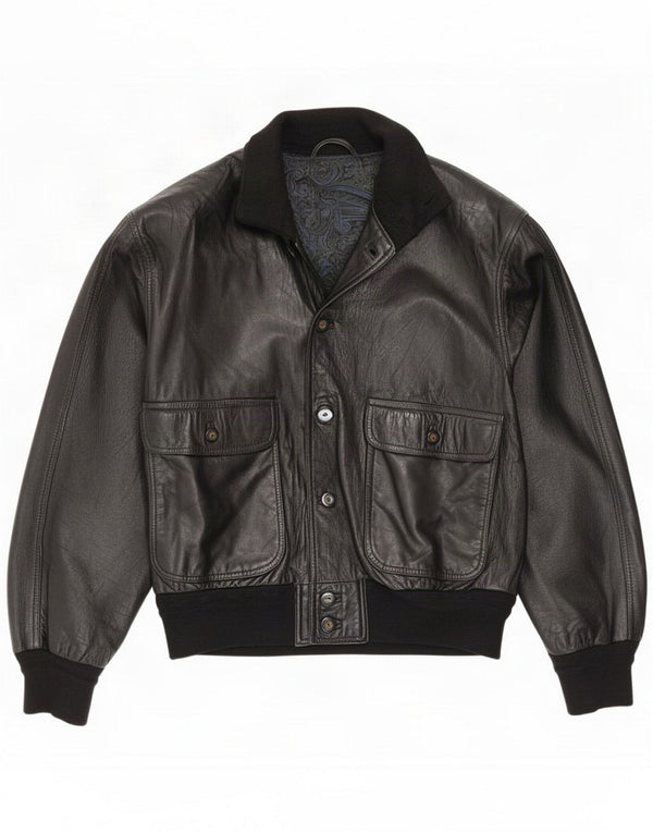 Giacca in pelle da uomo vintage IT 48 Medium Black