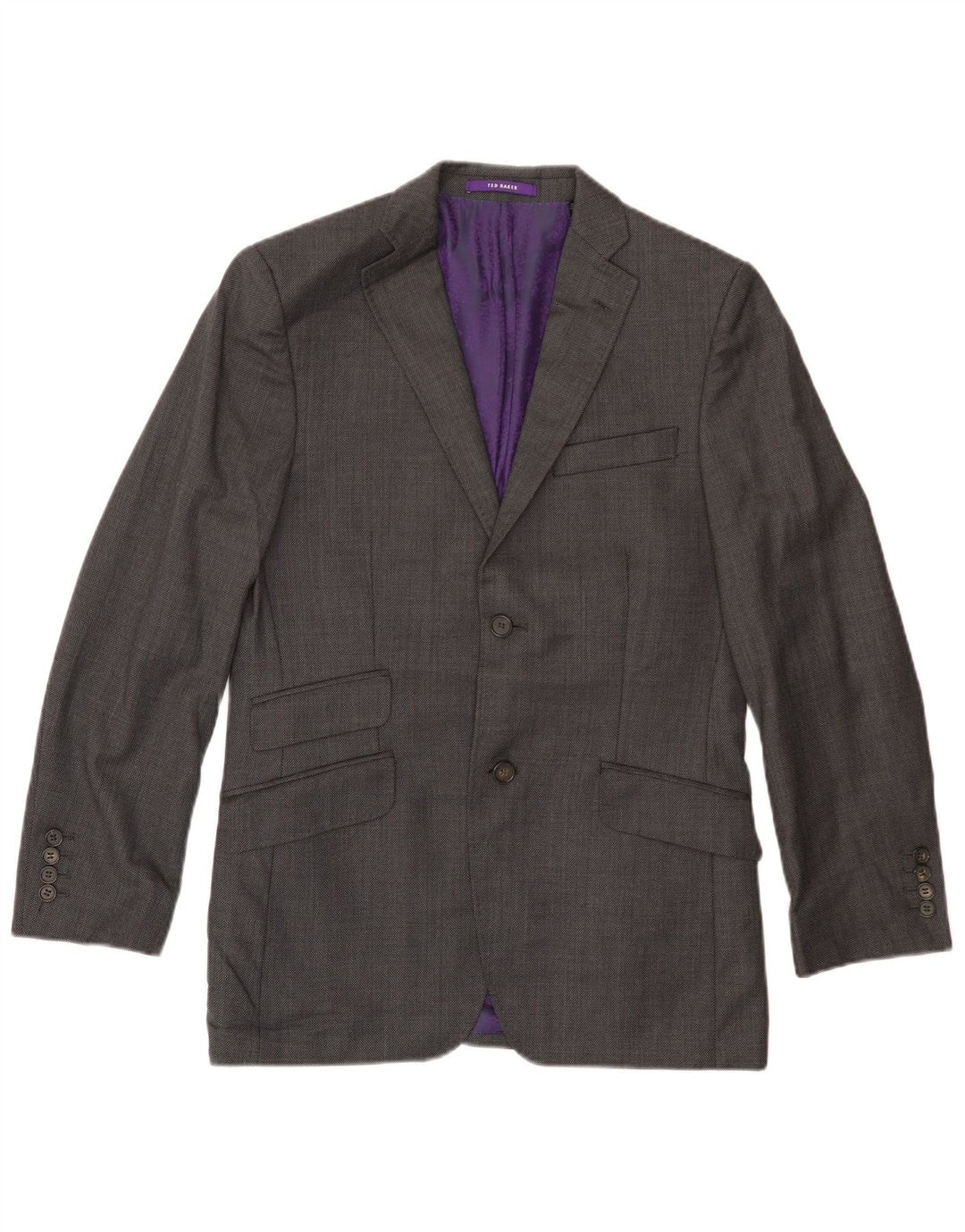 Giacca blazer da uomo a 2 bottoni Ted Baker UK 36 piccola lana grigia