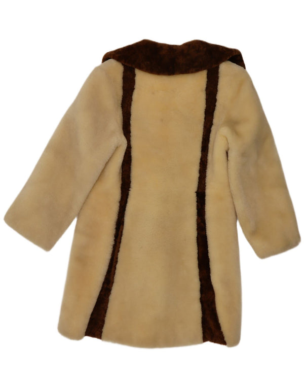 Soprabito da donna in pelliccia sintetica Kara UK 10 piccolo beige color block