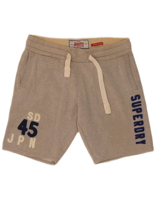 Superdry Mens Graphic Sport Shorts Medium  Grey Flecked Cotton