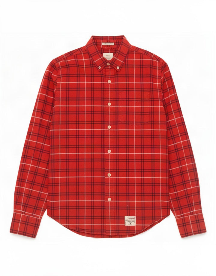 Camicia da uomo in flanella Superdry, cotone a quadri rossi grandi