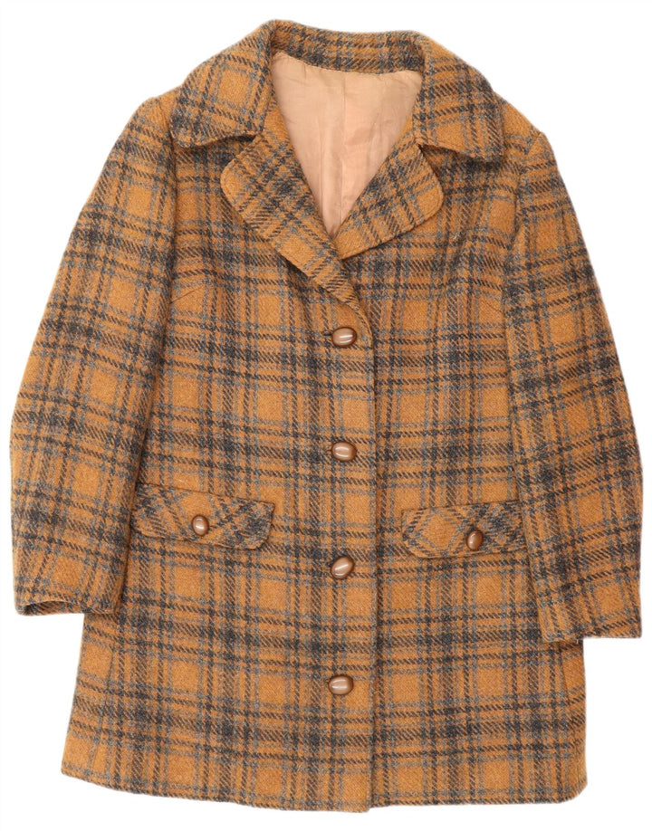 Cappotto da donna vintage UK 8 piccoli quadri marroni